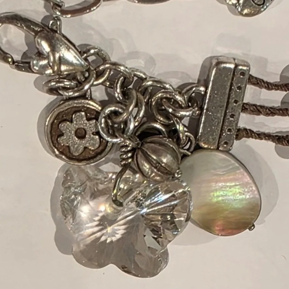 Brighton Karma? Crystal Butterfly Silver and White Charm Bracelet